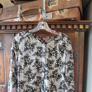Vince Camuto Long Sleeve Black Floral Blouse